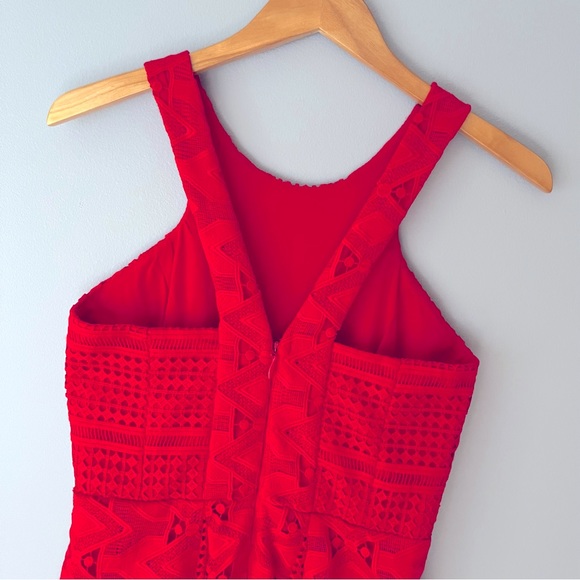 Adelyn Rae Lace Crochet Fit & Flare Dress - Red - Picture 6 of 12